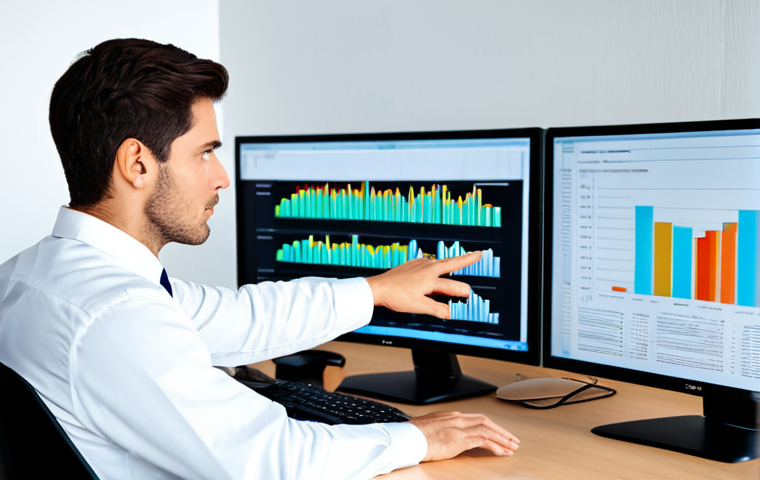 정보처리 자격증을 활용한 IT 직군별 이직 팁 - Data Scientist**
"A professional data scientist, fully clothed in modest office attire, analyzing d...