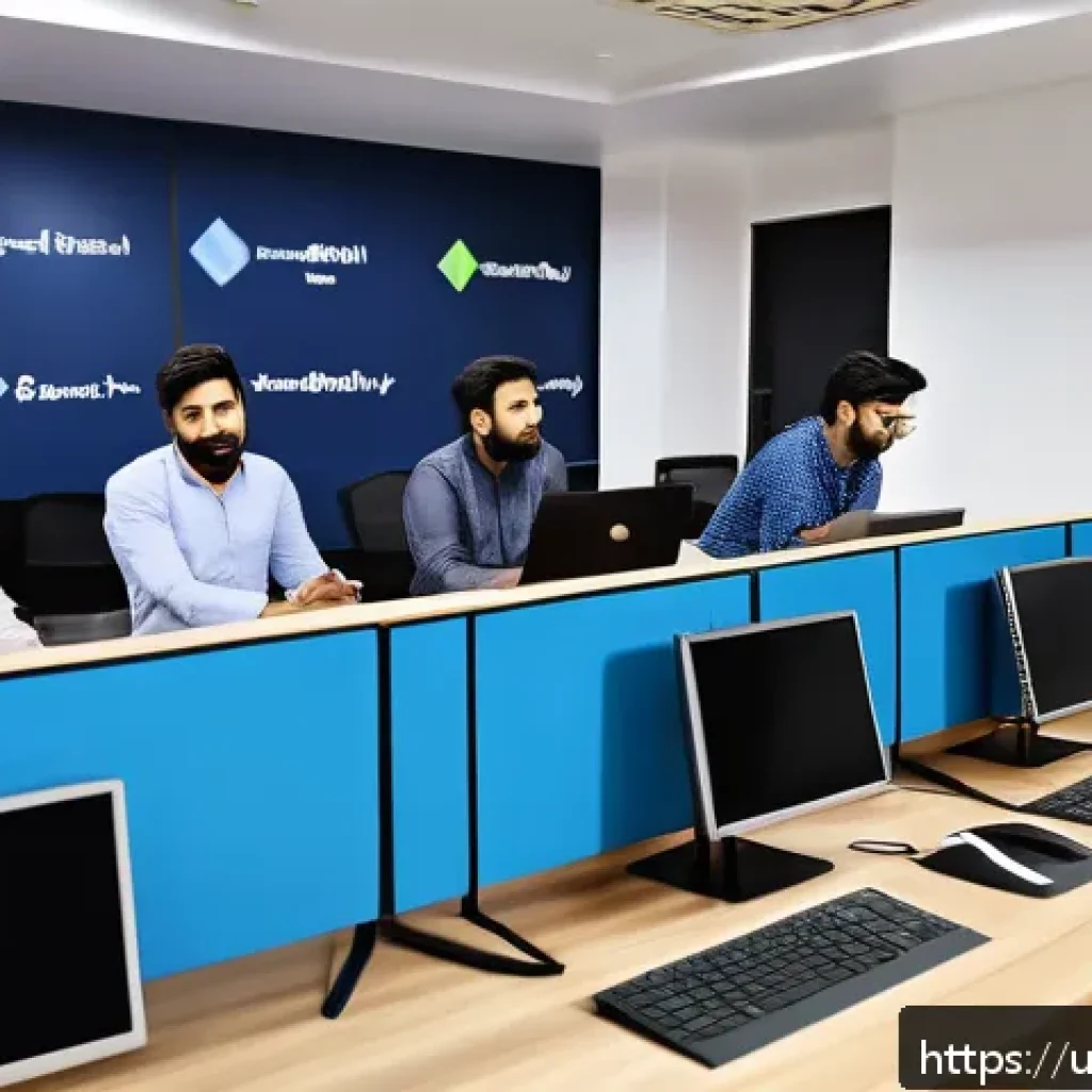 정보처리기사 취득 후 경험한 실무 도구 활용법 - A modern office setting in Karachi, featuring a diverse group of young Pakistani IT professionals co...