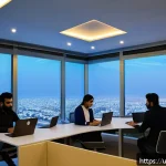Home 22 정보처리 실기 시험과 IT 실무 능력의 상관관계 - A modern Pakistani office environment showcasing a diverse group of professionals using laptops and ...