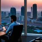 Home 20 정보처리기사 취득 후 커리어 개발 사례 - A professional Pakistani IT networking event scene in a modern conference hall in Karachi, showing d...