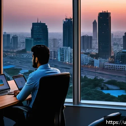 Home 32 정보처리기사 취득 후 커리어 개발 사례 - A professional Pakistani IT networking event scene in a modern conference hall in Karachi, showing d...
