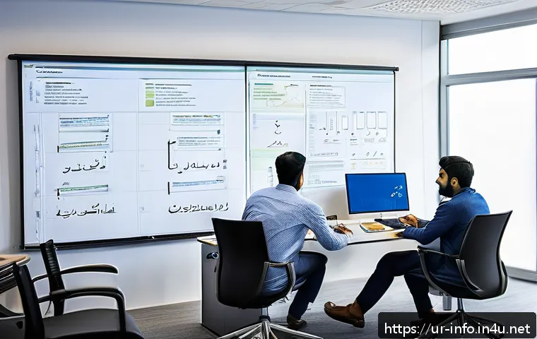 정보처리기사와 데이터베이스 설계 실무 적용 - A detailed, professional office environment showing a team of diverse Pakistani IT professionals col...